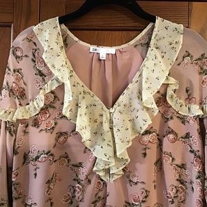 DR2 Pink rose ruffle top